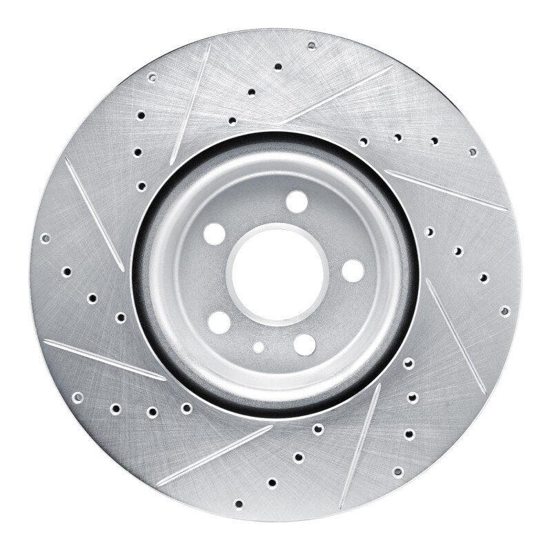 Audi SQ5 Sportback Brake Rotor (1) - Front Right - R1 Concepts - Drilled & Slotted - Silver - `18-`25